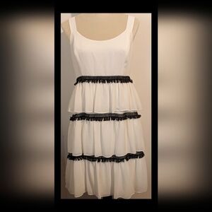 H by Halston Size 6 • Tiered Fringed Chiffon Cocktail Dress